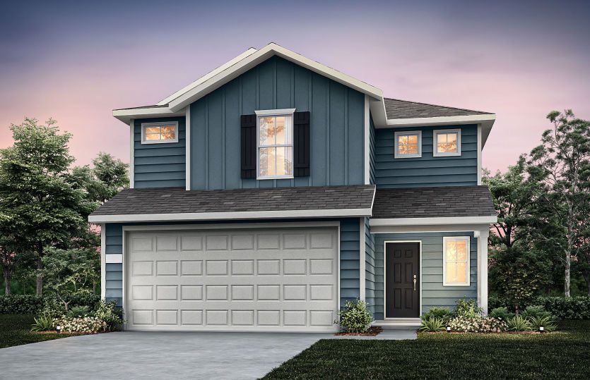 The Paluxy, a two-story home with 2-car garage, shown with home exterior HC103