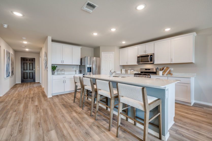 Spacious kitchen with eat-in island