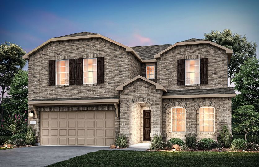 The Stockdale, a two-story home with 2-car garage, shown with Home Exterior P