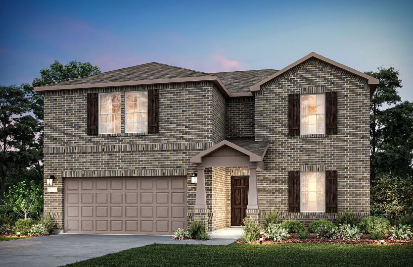 The Stockdale, a two-story home with 2-car garage, shown with Home Exterior O
