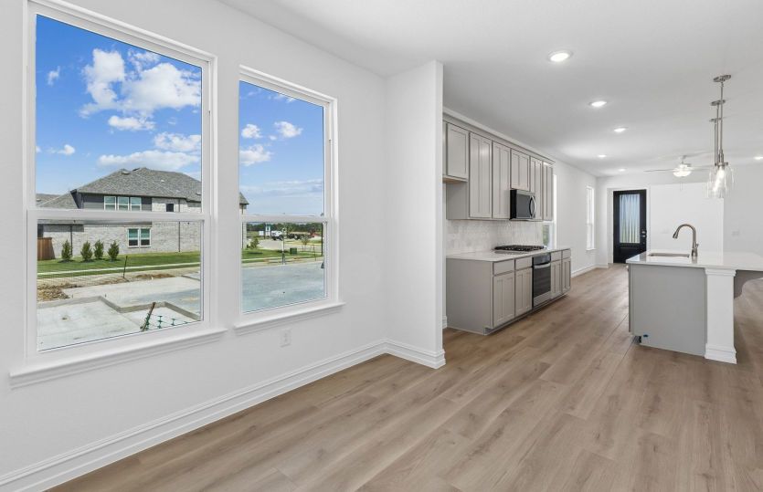 View of kitchen from gathering room