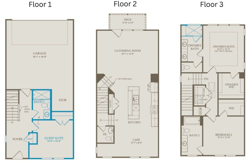 Floor Plan Level 1, 2 and 3