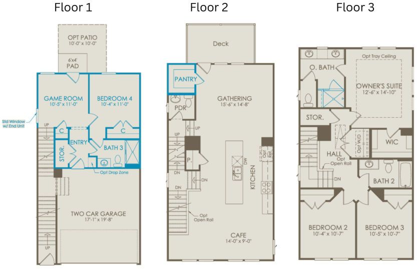 Floor Plan Level 1, 2 and 3