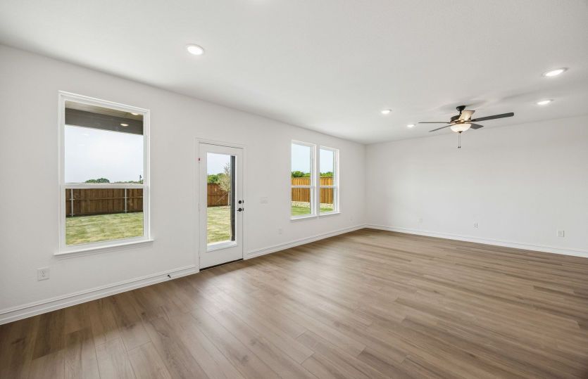Large windows and natural light in gathering room