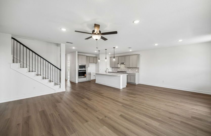 View of kitchen from gathering room
