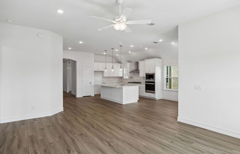 View of kitchen from gathering room