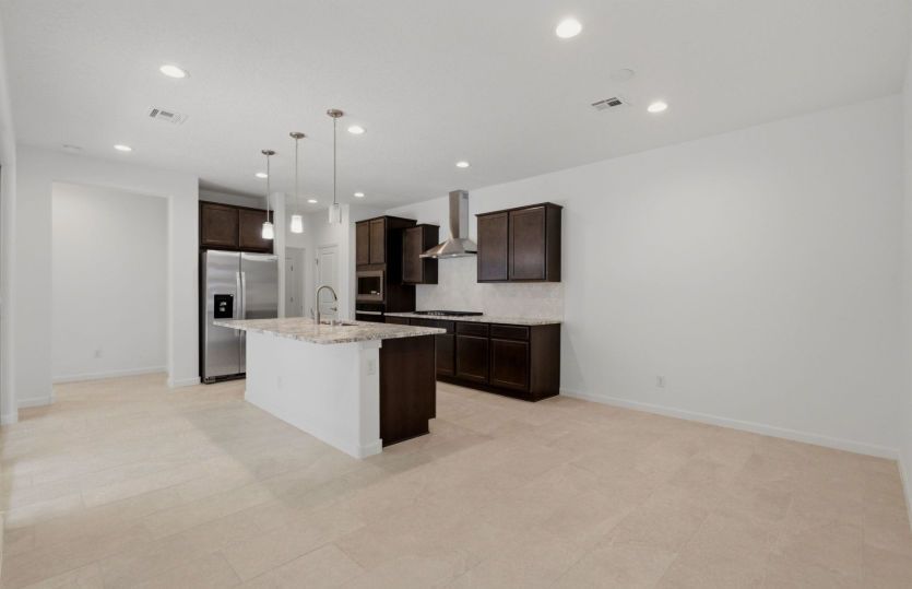 Living area flows seamlessly into kitchen