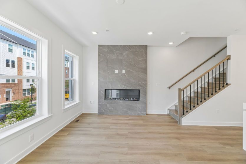 Gathering Room with Electric Fireplace - Actual Home