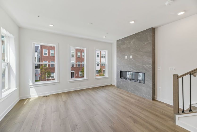 Gathering Room with Electric Fireplace - Actual Home
