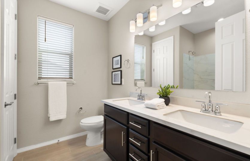 Upstairs guest bathroom with plenty of storage