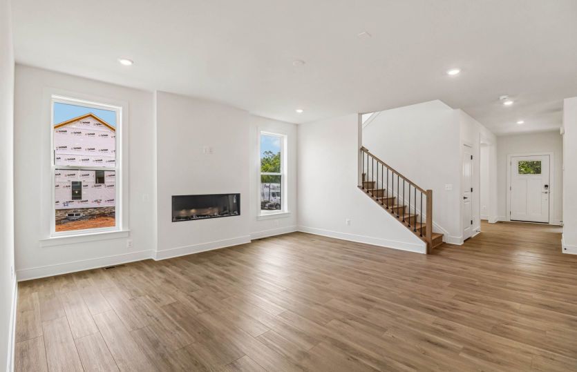 Gathering Room with Electric Fireplace - Actual Home
