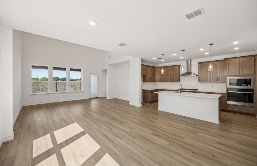 View of kitchen from gathering room