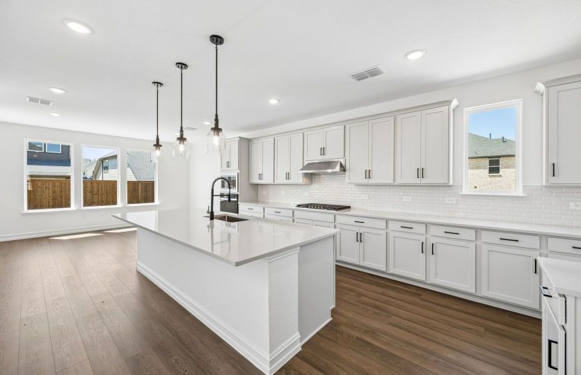 Pendent lighting in kitchen