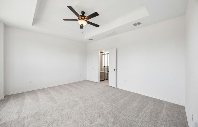 Tray ceiling in primary bedroom