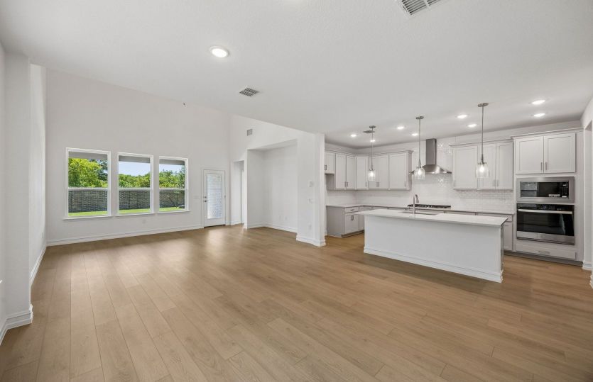View of kitchen from gathering room