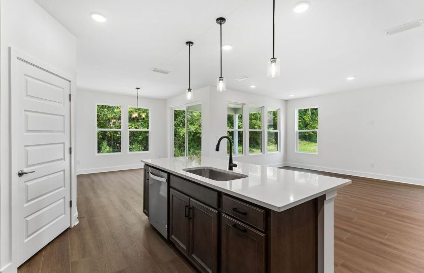 Large Kitchen Island Overlooking Gathering Room
