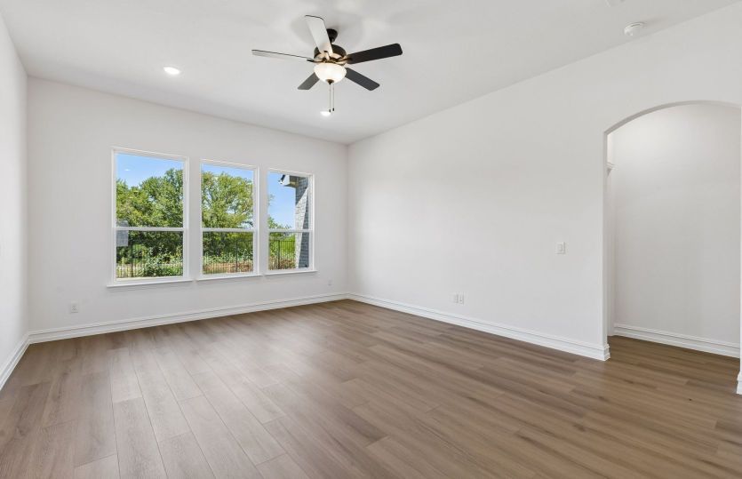 Large windows and natural light in living room
