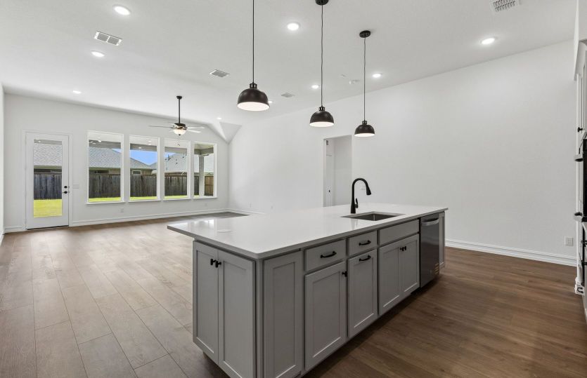 Kitchen with pendent lighting