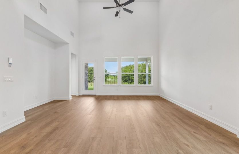 Large windows and natural light in living room