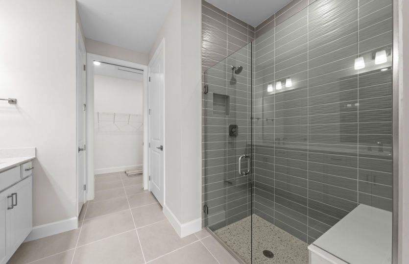 Walk-in shower in owner's bathroom