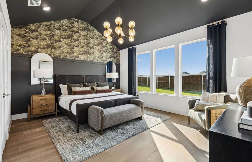 Spacious owners suite with large windows *model representation