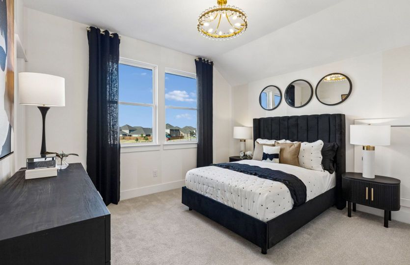 Secondary bedroom with large windows*model representation