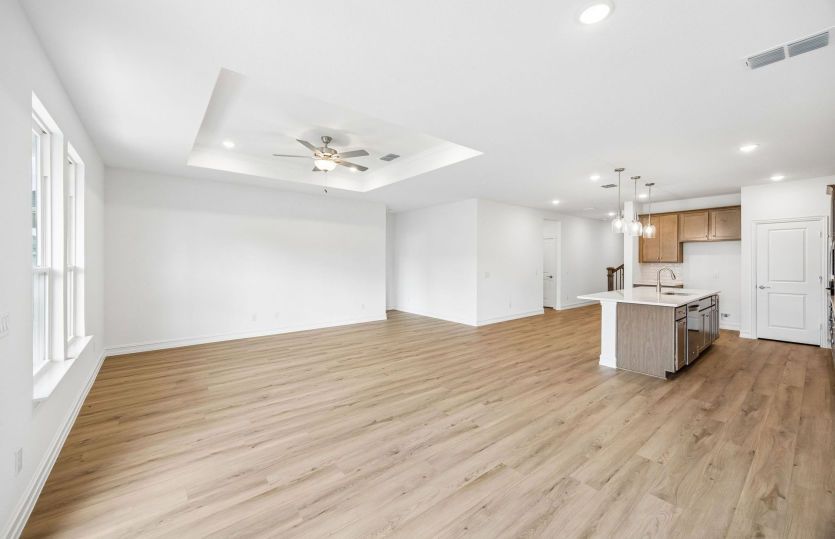 View of kitchen from gathering room