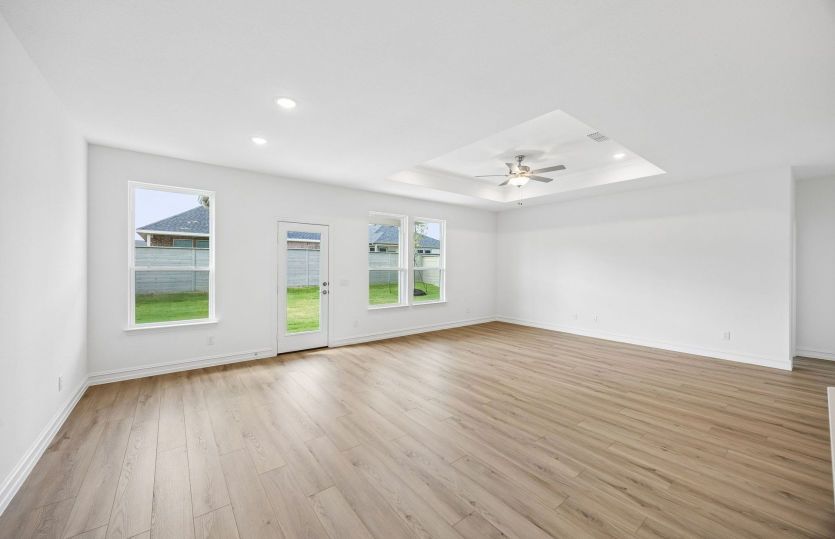 Large windows and natural light in gathering room
