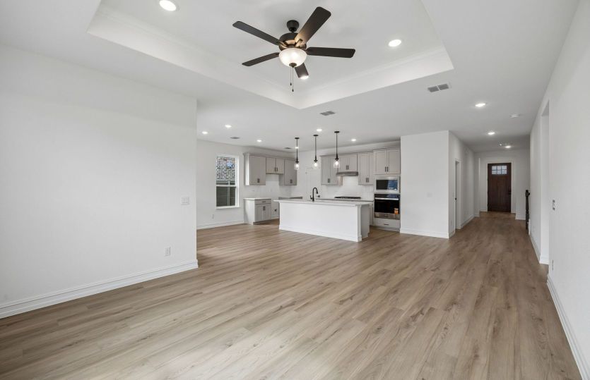 View of kitchen from gathering room