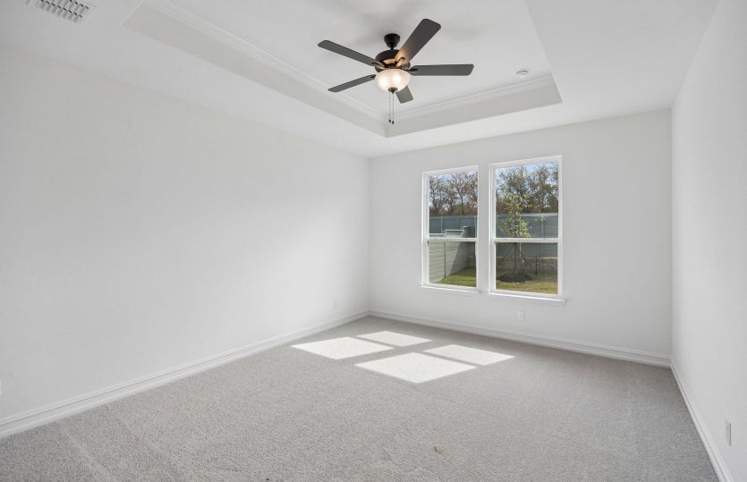 Tray ceiling in primary bedroom