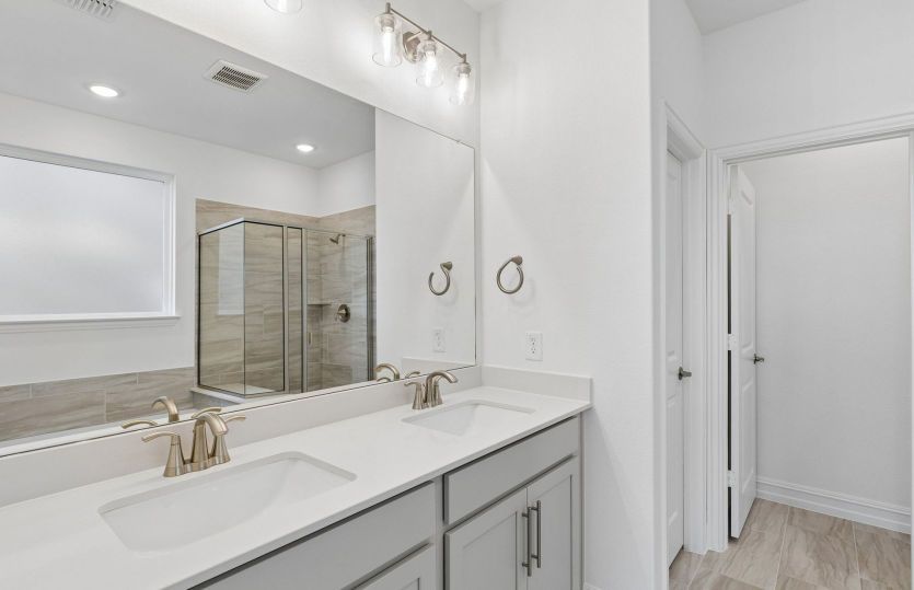 Double vanity in owners bath