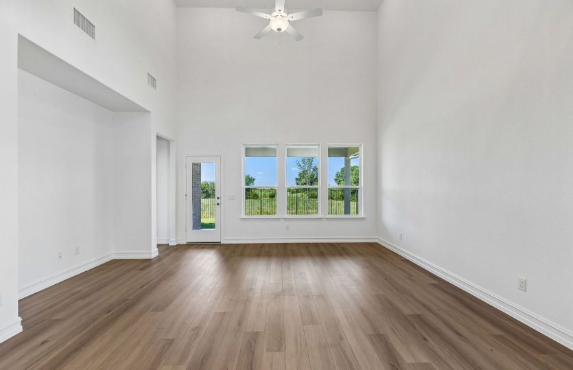 Large windows in gathering room
