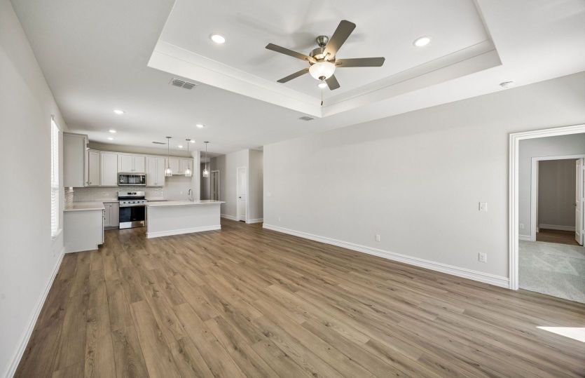 View of kitchen from living room