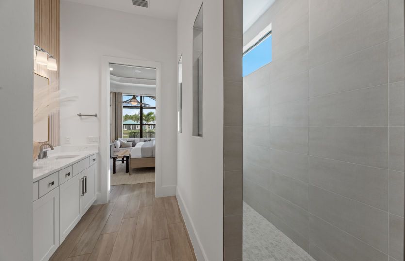 Walk-in shower in owner's bathroom