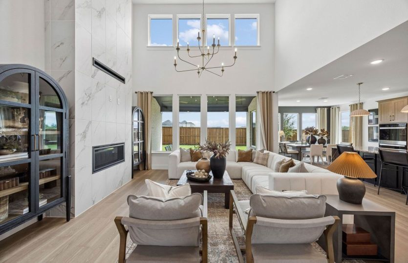 Soaring ceilings in living room