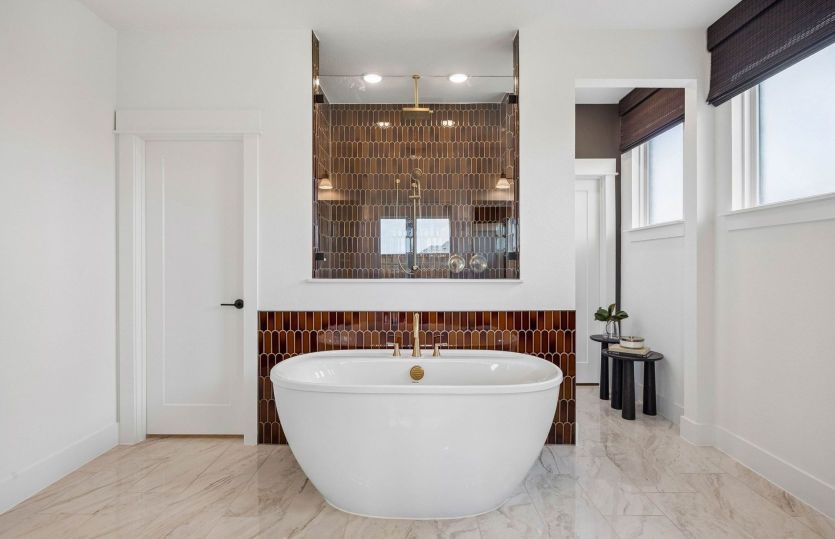 Optional stand-alone tub in owners bath