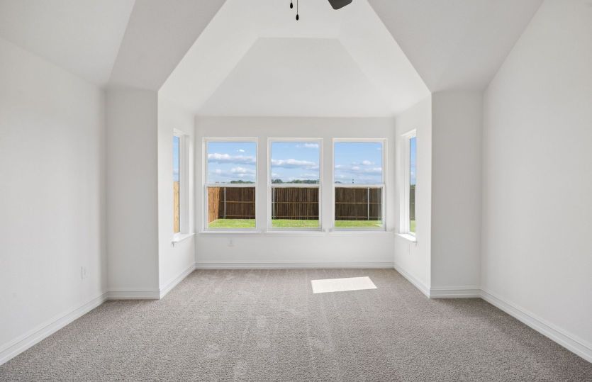 Vaulted ceiling in primary bedroom