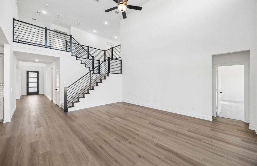 Soaring ceilings in living room