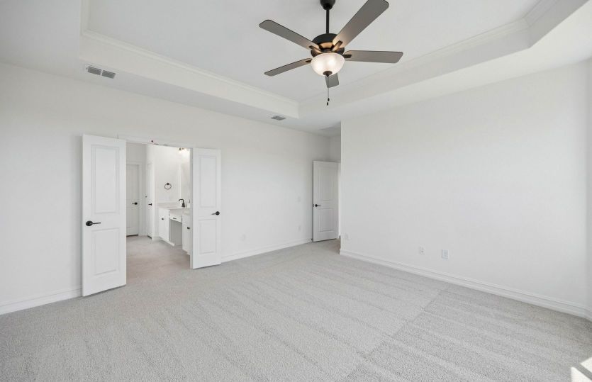 Tray ceiling in primary bedroom