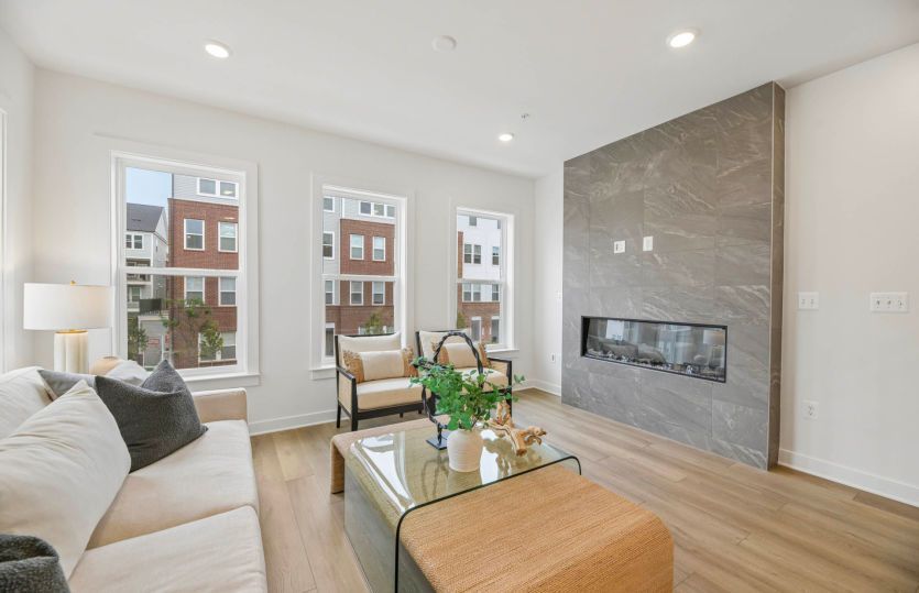 Gathering Room with Electric Fireplace - Actual Home
