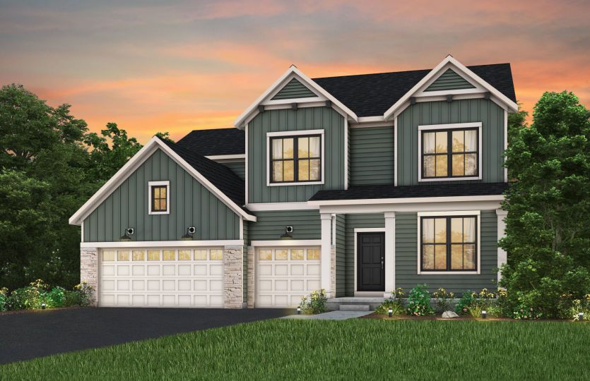 Exterior Elevation - FH2J (with stone)