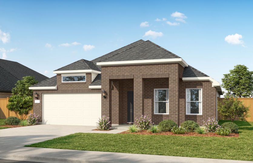 Exterior TR201, a one-story new construction home with a 2-car garage