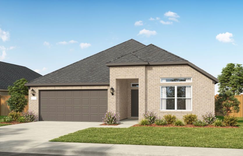 Exterior TR201, a one-story new construction home with a 2-car garage