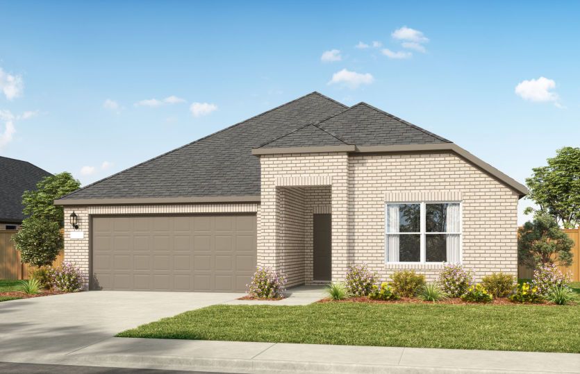 Exterior TR201, a one-story new construction home with a 2-car garage