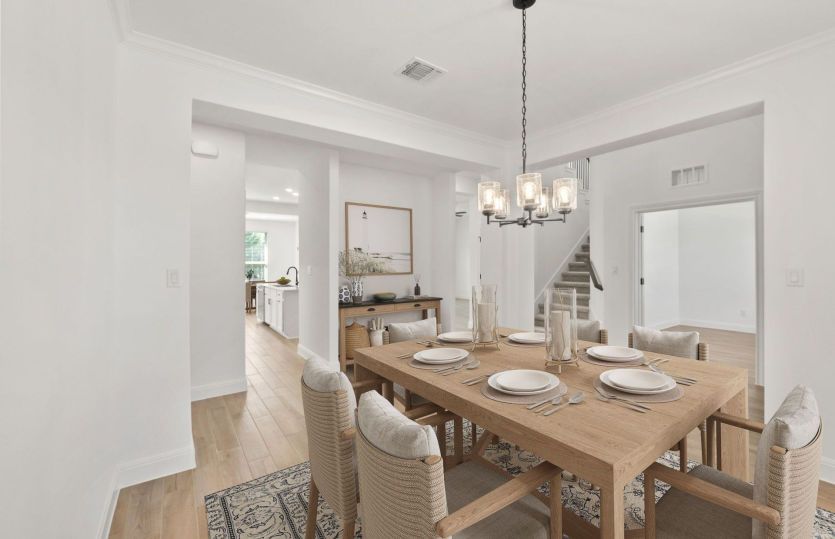 Elegant dining room for meals and entertaining.