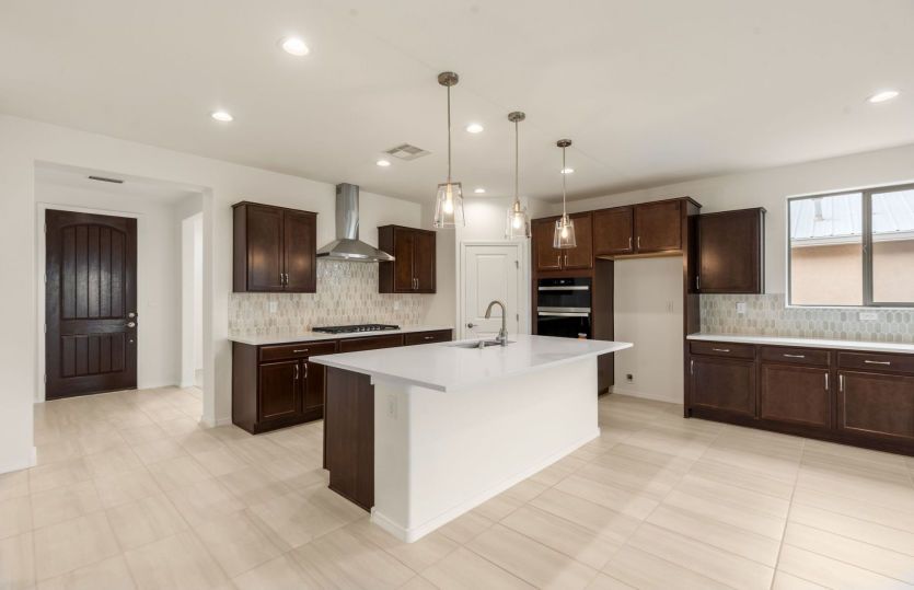 Kitchen flows seamlessly into dining area