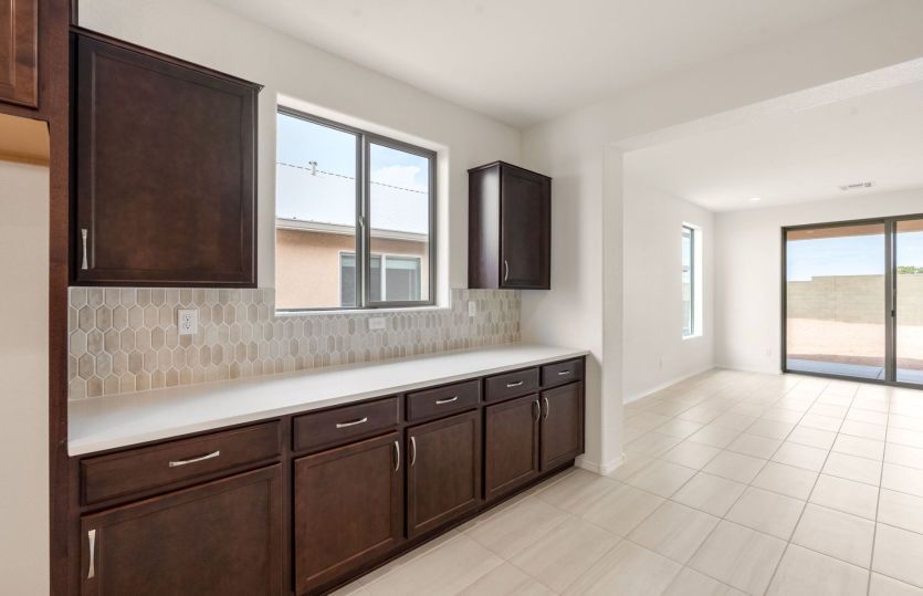 Extended cabinets add extra storage and room for organization