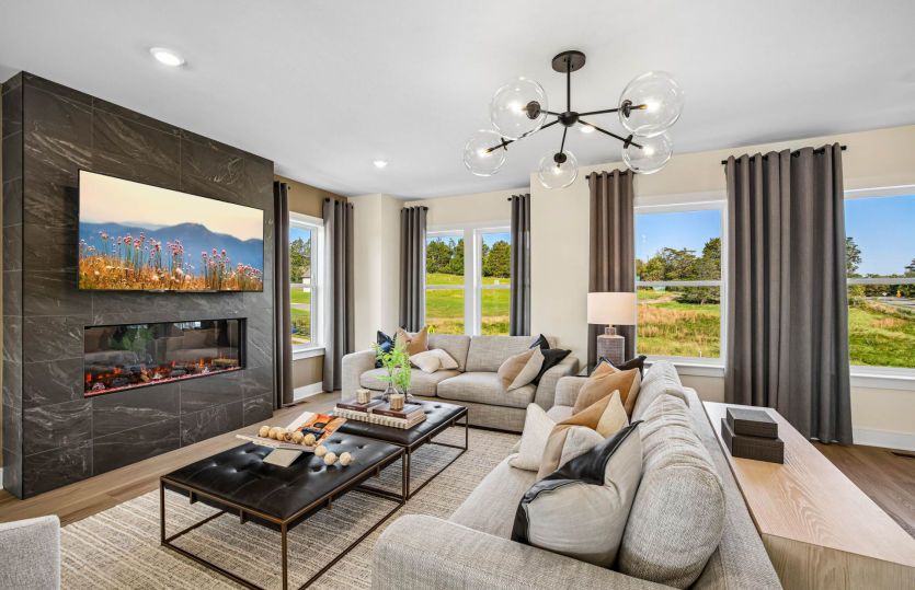 Gathering Room Features an Optional Electric Fireplace