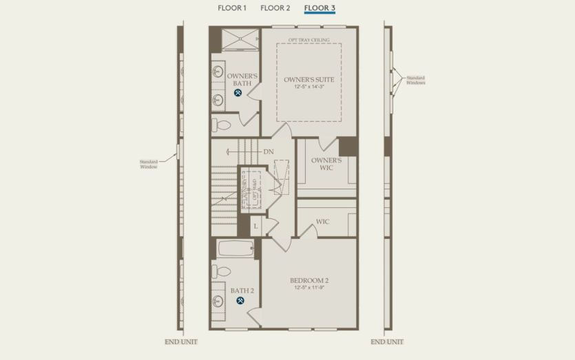 Third Floor 2 br / 2.5 ba