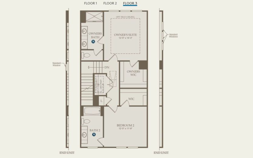 Third Floor 2 br / 2.5 ba
